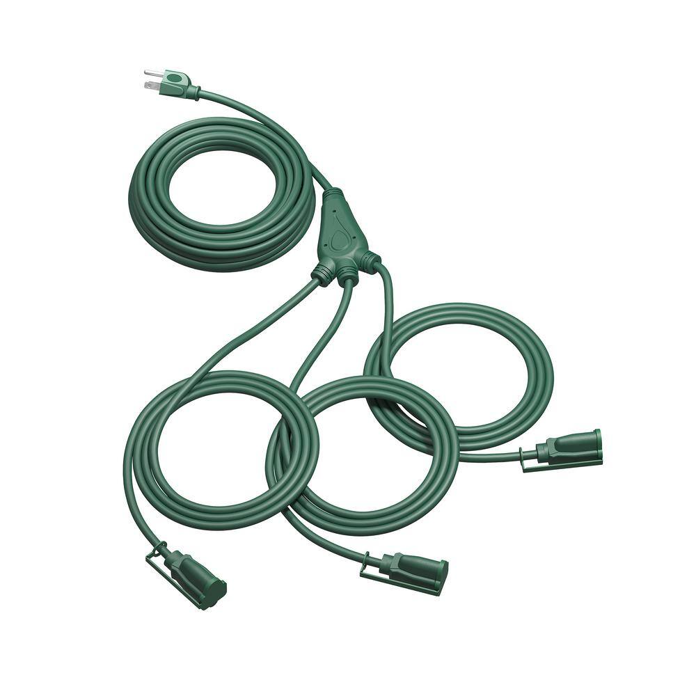 40 ft. 16/3C SJTW Outdoor Extension Cord 1 to 3 Splitter with 3-Prong Outlets Plugs, Green price history on PriceWatchPro