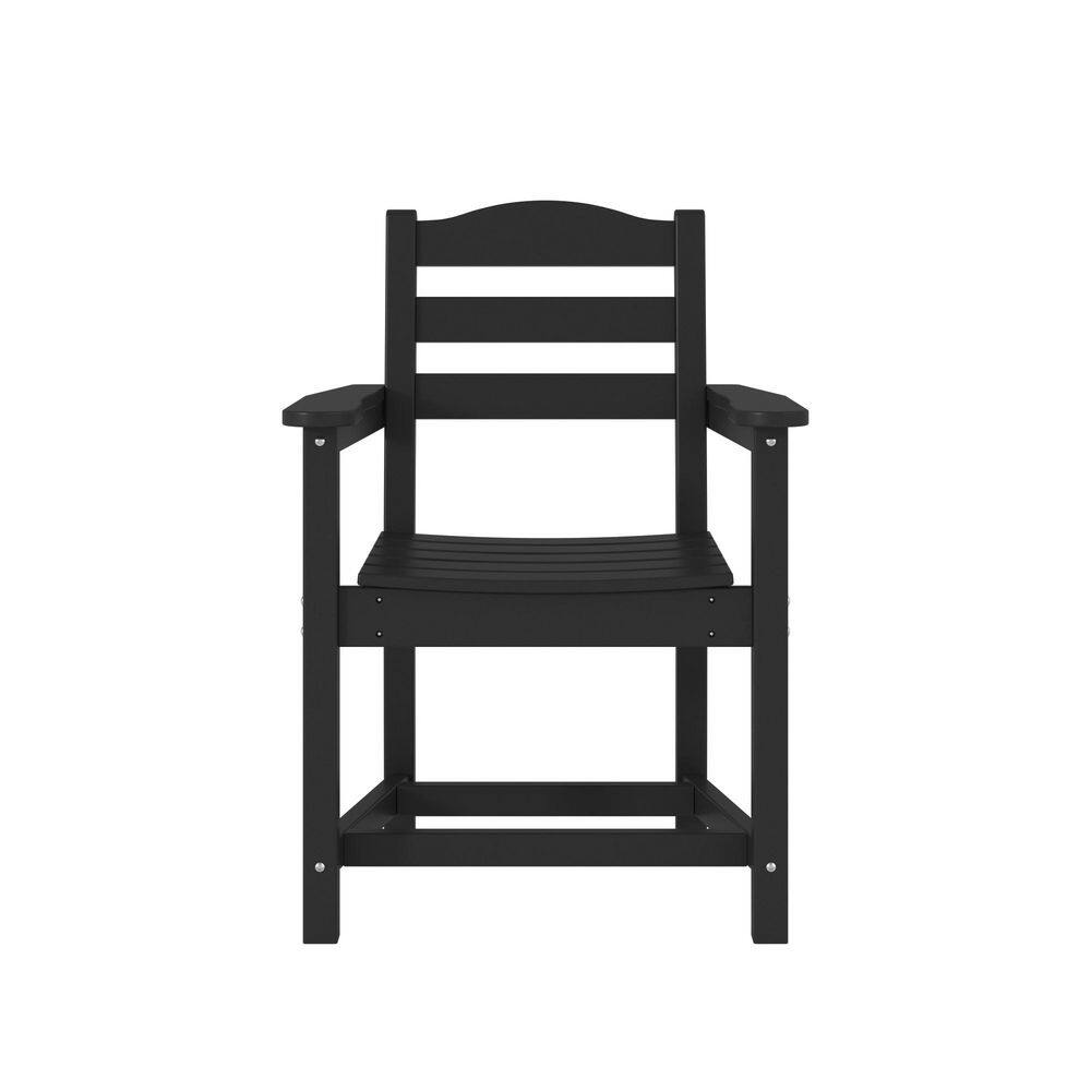 Modern HDPE Outdoor Dining Chair Set of 6 in Black, Sturdy All-Weather UV-Resistant Patio Chairs with Armrests price history on PriceWatchPro