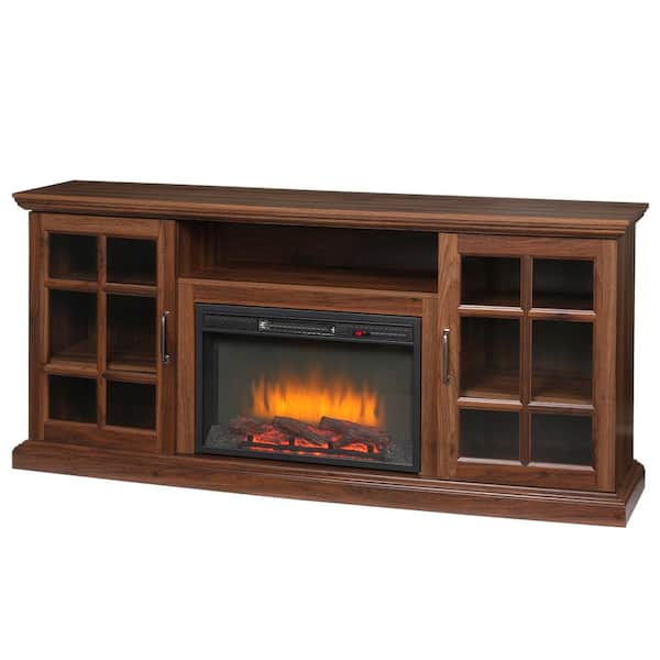 Home Decorators Collection Edenfield 70 in. Freestanding Infrared Electric Fireplace TV Stand in Burnished Walnut
