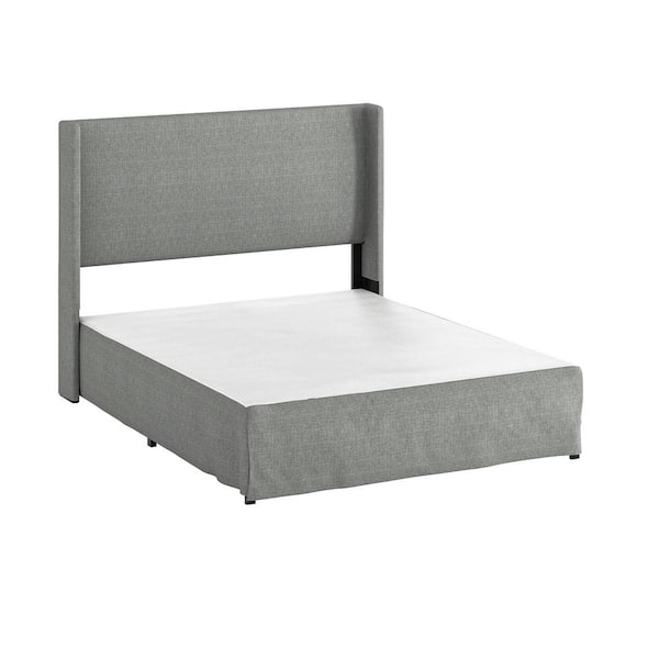 JAYDEN CREATION Raymond 2 Piece Grey Wingback Design King Bedroom Set with Metal Platform Bed Frame