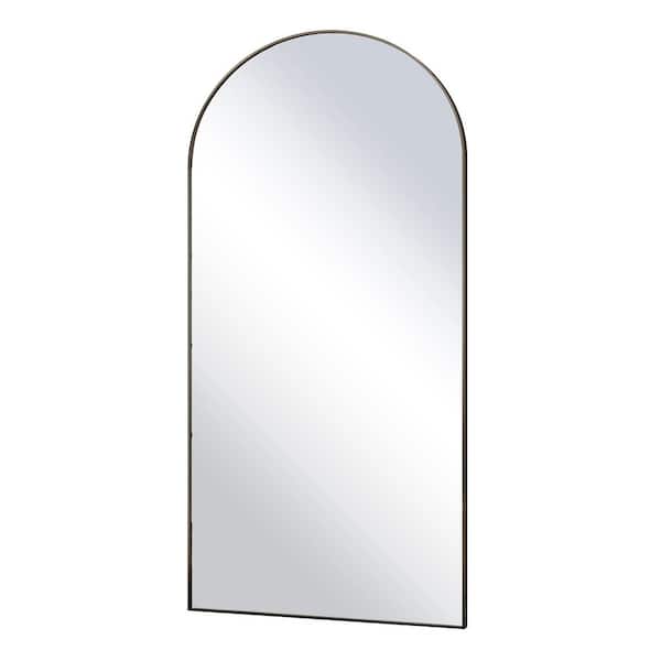 34 in. W x 76 in. H Arched Classic Black Aluminum Alloy Framed Full Length Mirror Standing Floor Mirror