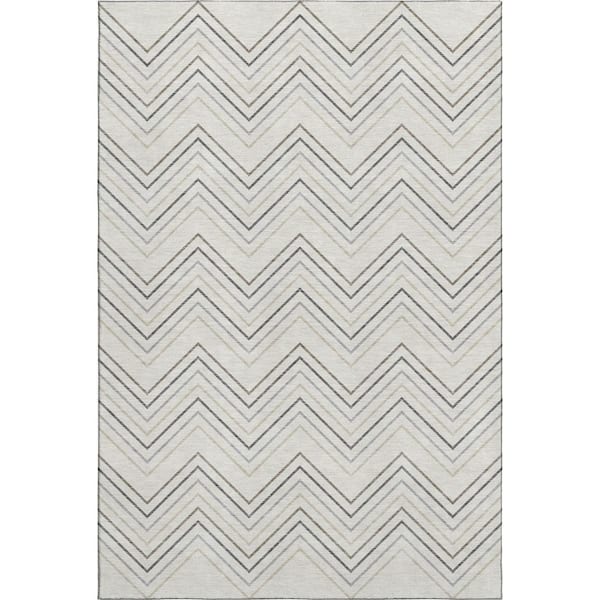 Mayfield Premium Machine Washable Abstract AMF2391 Ivory 5 ft. x 7 ft. 6 in. Area Rug