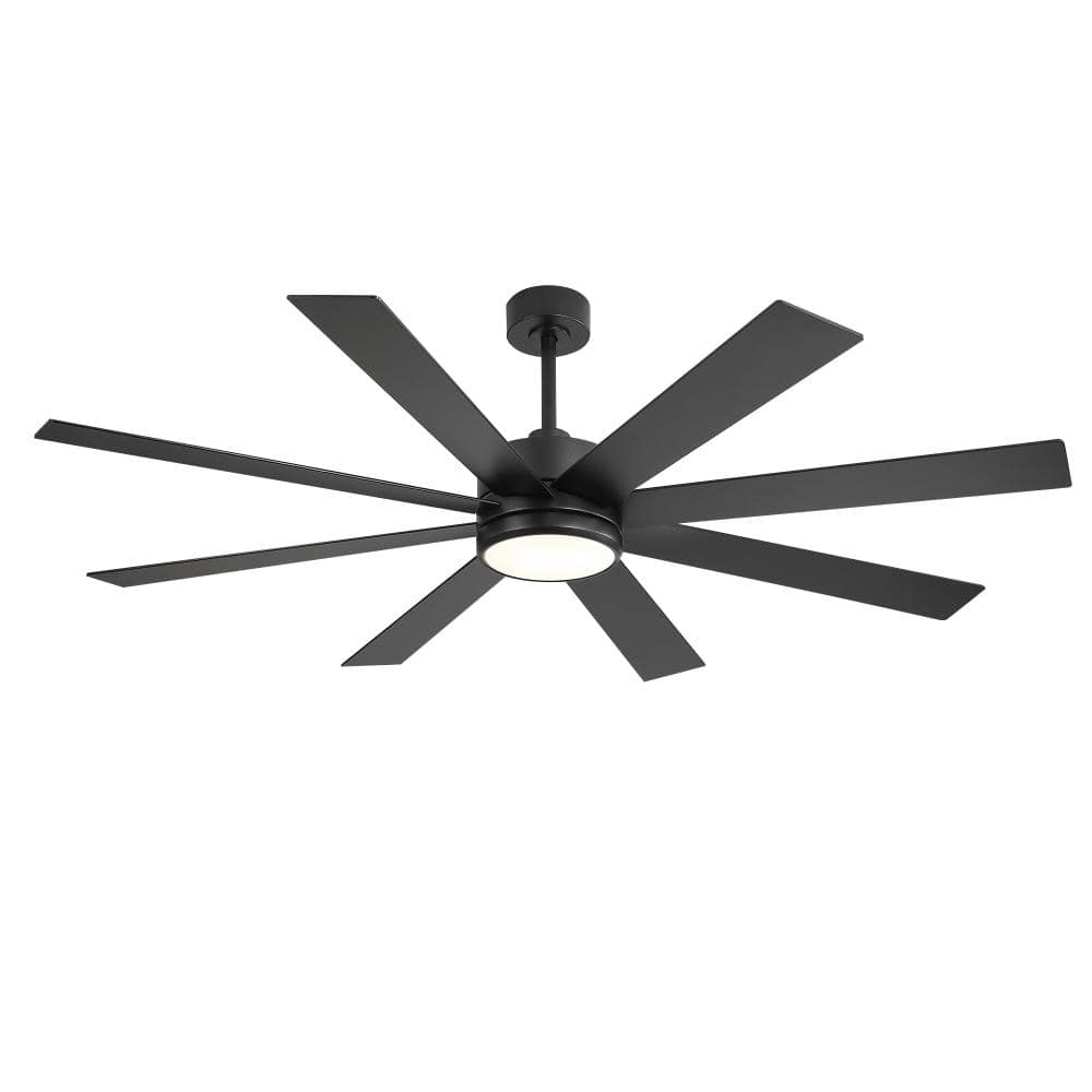 65 in. Indoor/Covered Outdoor Black 6-Speed Downrod Black Ceiling Fan with Light Kit and Remote Control price history on PriceWatchPro
