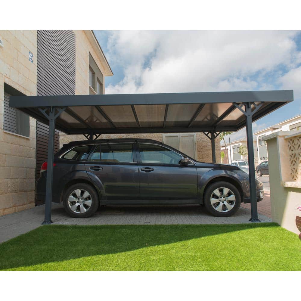 Gray 10' x 16' Aluminum and Polycarbonate Carport Kit