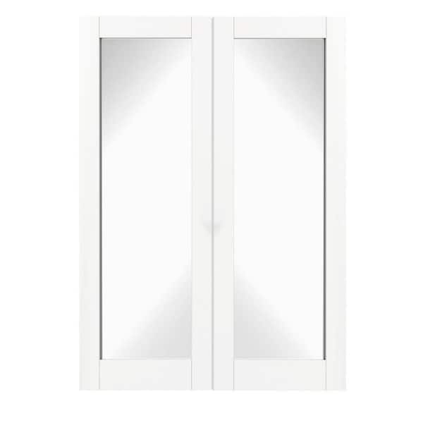 56 in. x 80 in. Full Lite, MDF Composite, White Primed, Mirrored Glass Pre-Assembled Panel Interior Door Slab