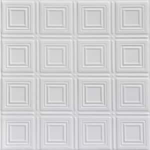 Shanko White 2 ft. x 2 ft. Decorative Tin Style Lay-in Ceiling Tile (24 sq. ft./case)