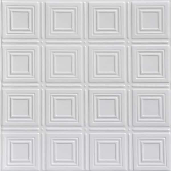 FROM PLAIN TO BEAUTIFUL IN HOURS Shanko White 2 ft. x 2 ft. Decorative Lay-in Tin Ceiling Tile (24 sq. ft./case)