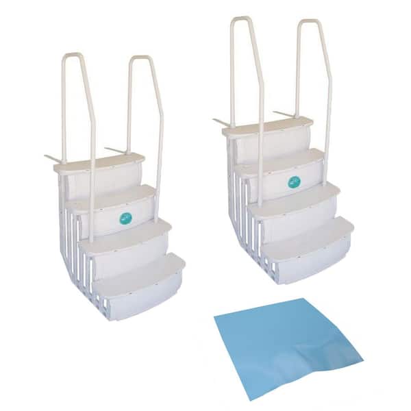 Main Access iStep Deck Step Ladders (2-Pack) Plus Mat for Above Ground Swimming Pool