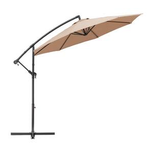 10 ft. Outdoor Cantilever Hanging Patio Umbrella with Cross Base in Beige