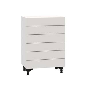 Shaker Assembled 24x34.5x14 in. Shallow 6-Drawer Base Cabinet with Metal Drawer Boxes in Vanilla White