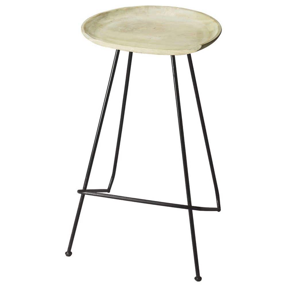 Cappuccino Cream Solid Mango Wood and Black Steel 31" Bar Stool