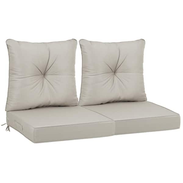 24 x 24 x 4 Inch Beige Outdoor Deep Seat Cushions for Patio Furniture, Waterproof Patio Chair Cushions Set of 2