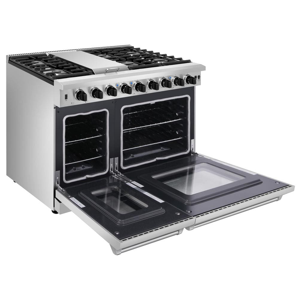 Thor Kitchen 48" Stainless Steel Dual Oven Gas Range with Griddle