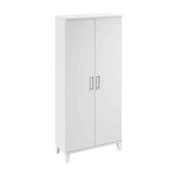 Somerset White 64.96 in. Accent Storage Cabinet with Doors and Shelves