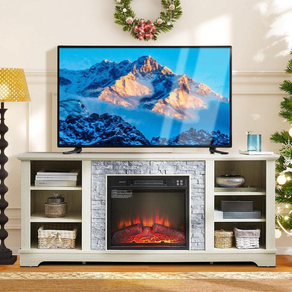 ToolCat 58.31 in. Freestanding TV Stand with 18 in. Electric