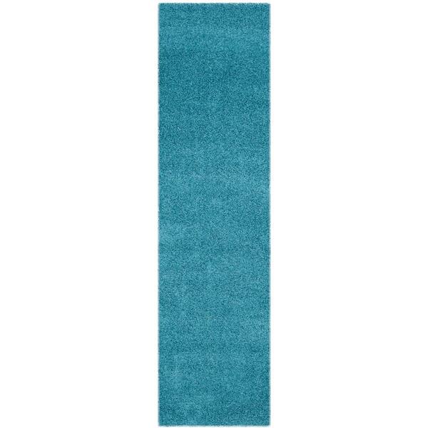 Sgl-Laguna Shag 2 x 10 Turquoise Solid Runner Rug