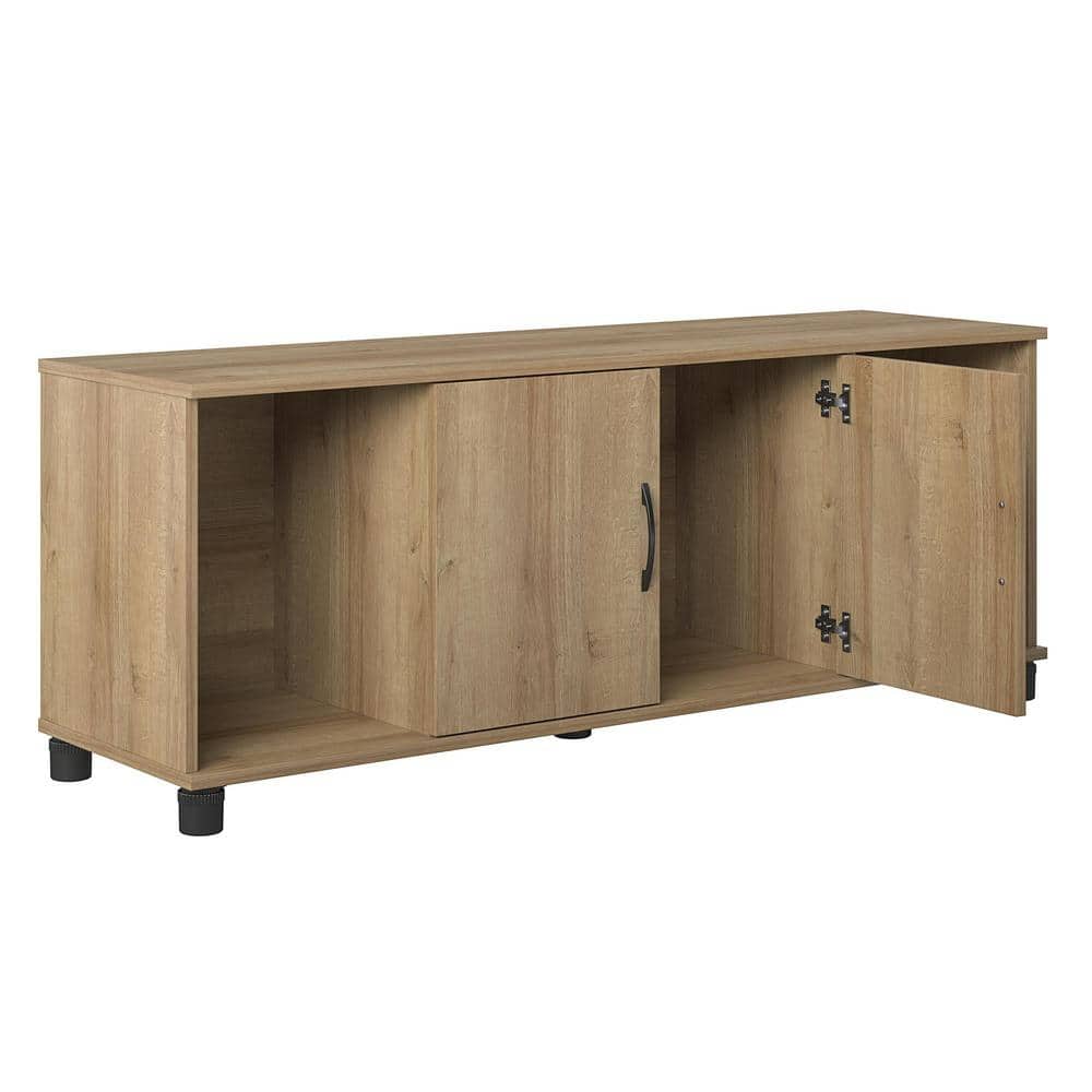 Natural Particle Board Shoe Storage Bench with Doors