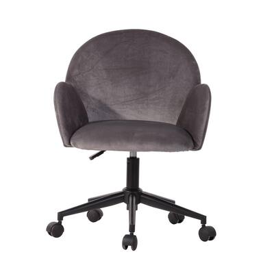Grey Velvet Tufted Task Chairs with 360°Swivel and Adjustable Height