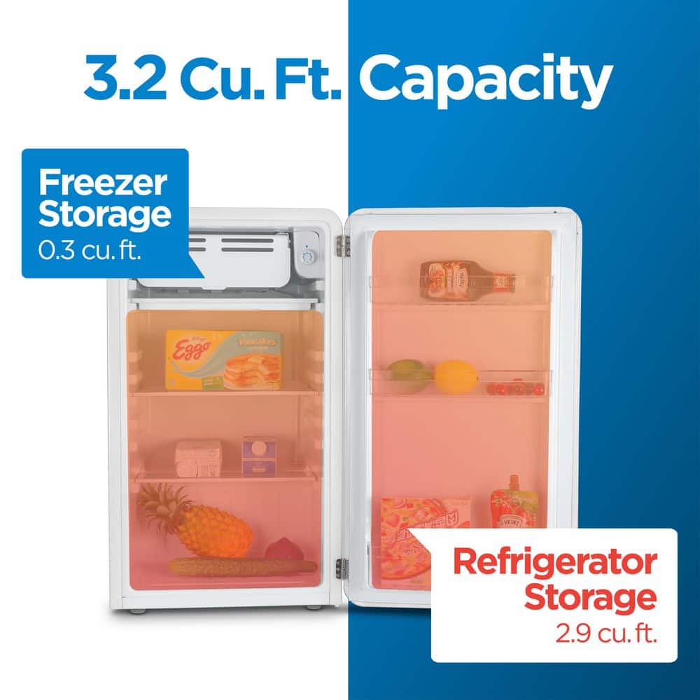 Commercial Cool 3.2 Cu. Ft. White Retro Mini Refrigerator with Freezer