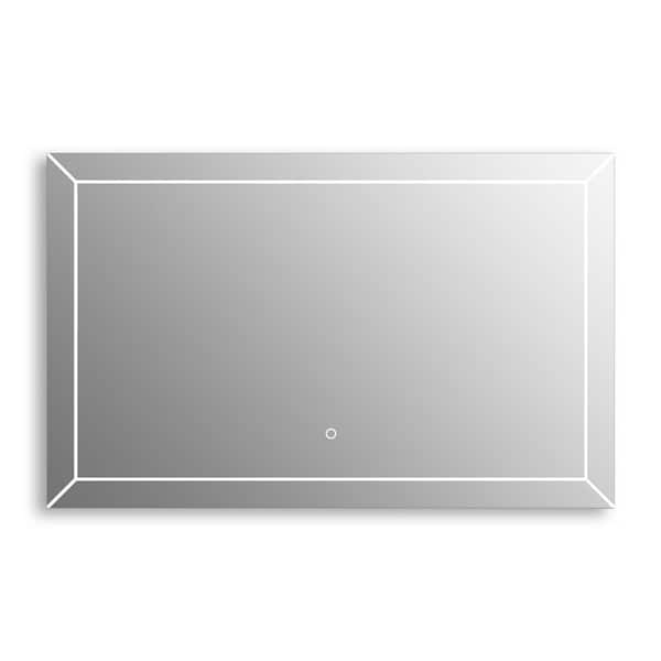 Sinber 48 in. W x 30 in. H Rectangular Frameless Anti-Fog Wall-Mounted LED Light Bathroom Vanity Mirror with Illuminated Light