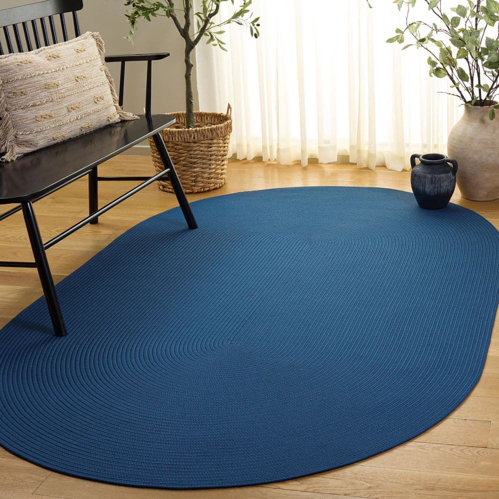 Braided 6 ft. x 9 ft. Oval Blue Modern Solid Color Area Rug price history on PriceWatchPro