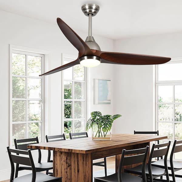 52 in. Smart Indoor Nickel Ceiling Fan with 3-Colors LED Light/Dimmer and DC Reversible and APP/Remote/Memory Function