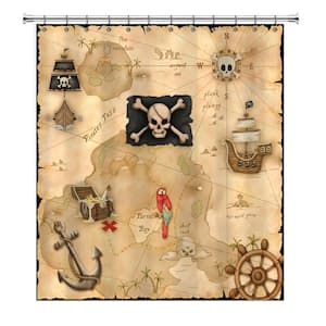 Pirate's Treasure 72 in. Map Shower Curtain