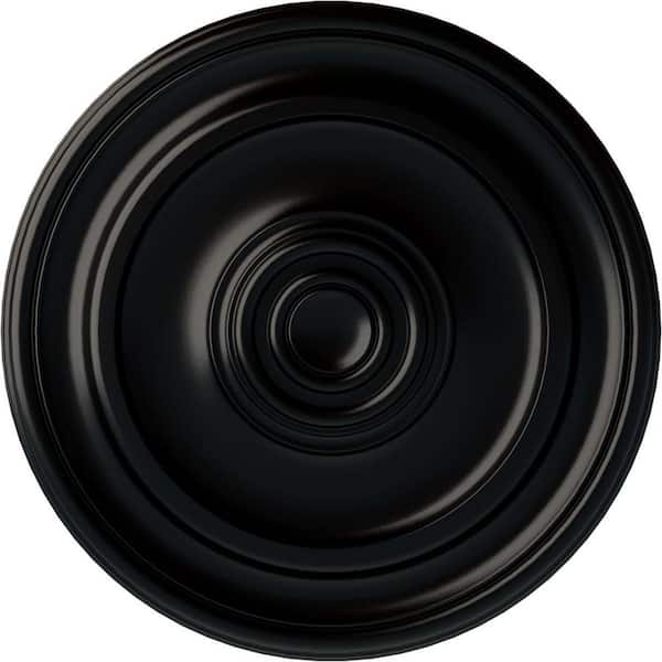 Ekena Millwork 1-1/2" x 19-3/4" x 19-3/4" Polyurethane Kepler Traditional Ceiling Medallion, Hand-Painted Jet Black
