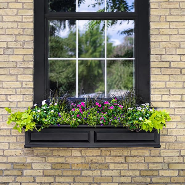 Mayne Nantucket 60 in. x 11.5 in. Self-Watering Black Polyethylene