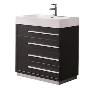 Livello 30 in. Bath Vanity in Black with Acrylic Vanity Top in White with White Basin