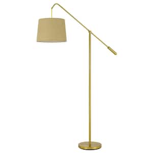 68 in. Brass 1 Dimmable (Full Range) Standard Floor Lamp for Living Room with Cotton Drum Shade