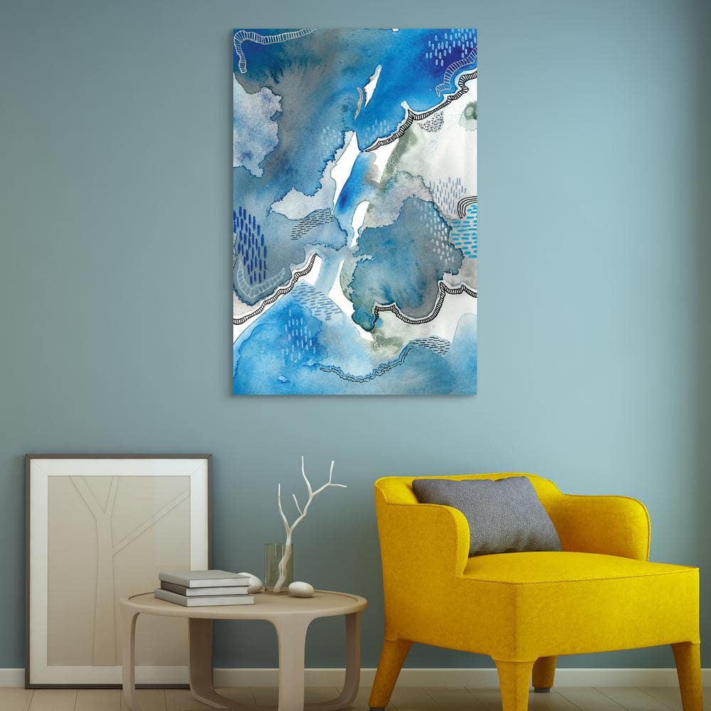 Empire Art Direct Subtle Blues I Abstract Frameless Free Floating Tempered Glass Panel Graphic Wall Art -  TMP-129005