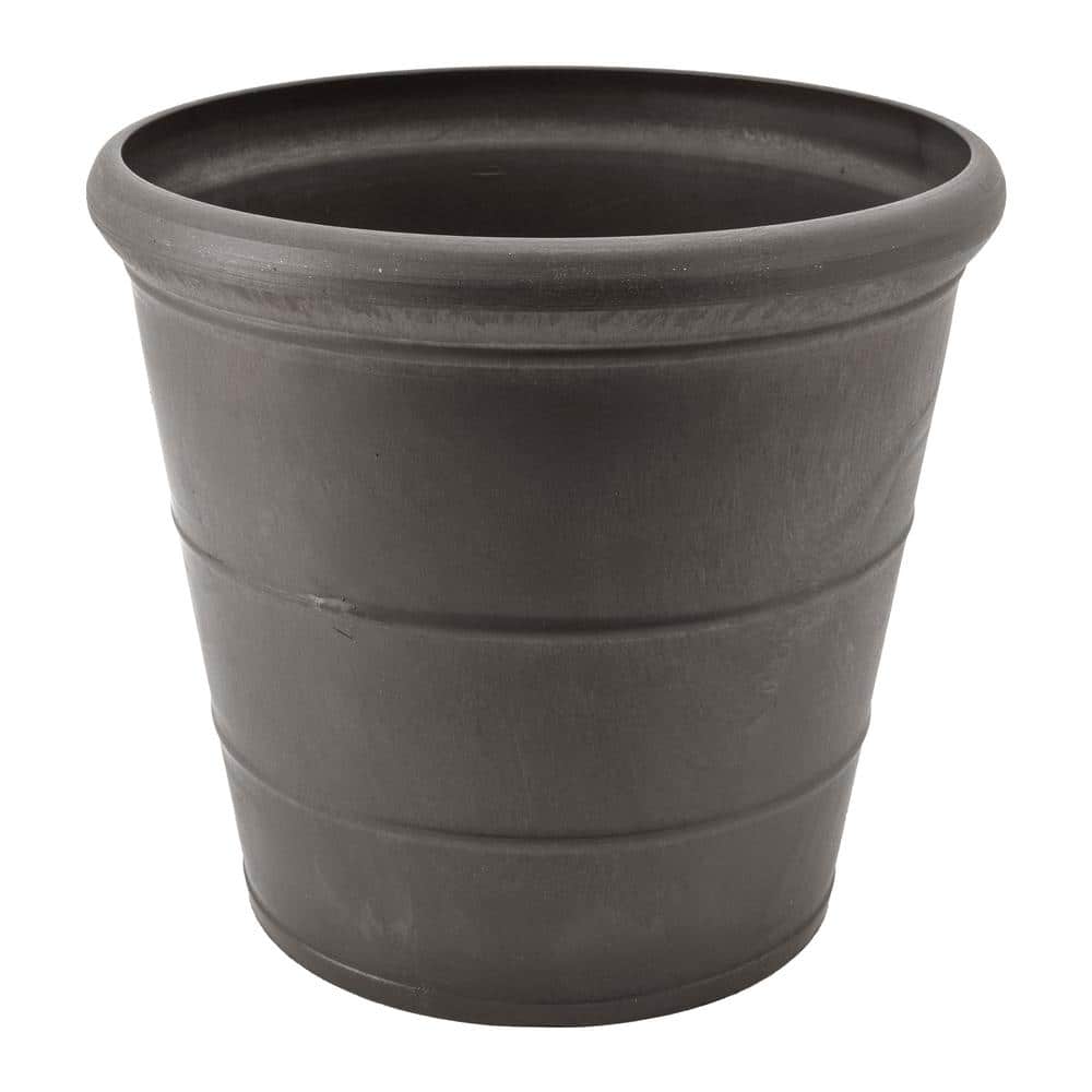 Dark Charcoal Medium Round Recycled Plastic Planter