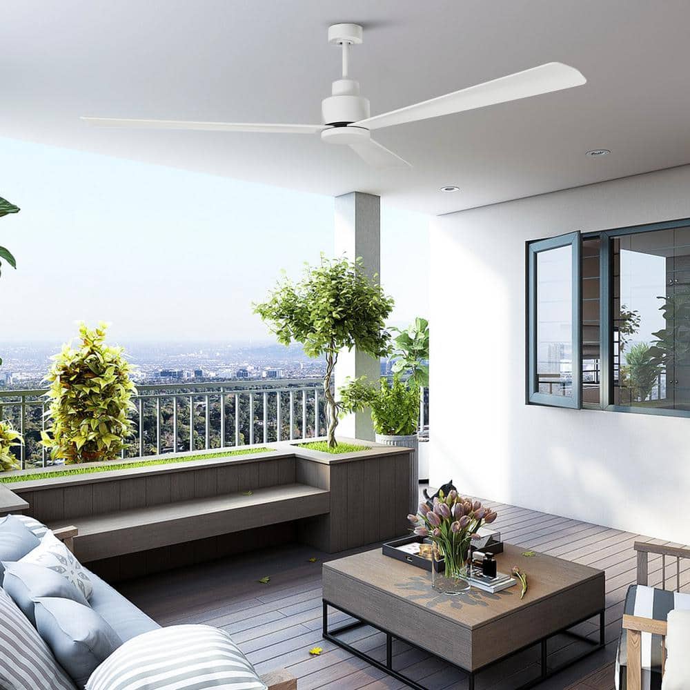 52" Matte White Ceiling Fan with Remote Control and Reversible Blade