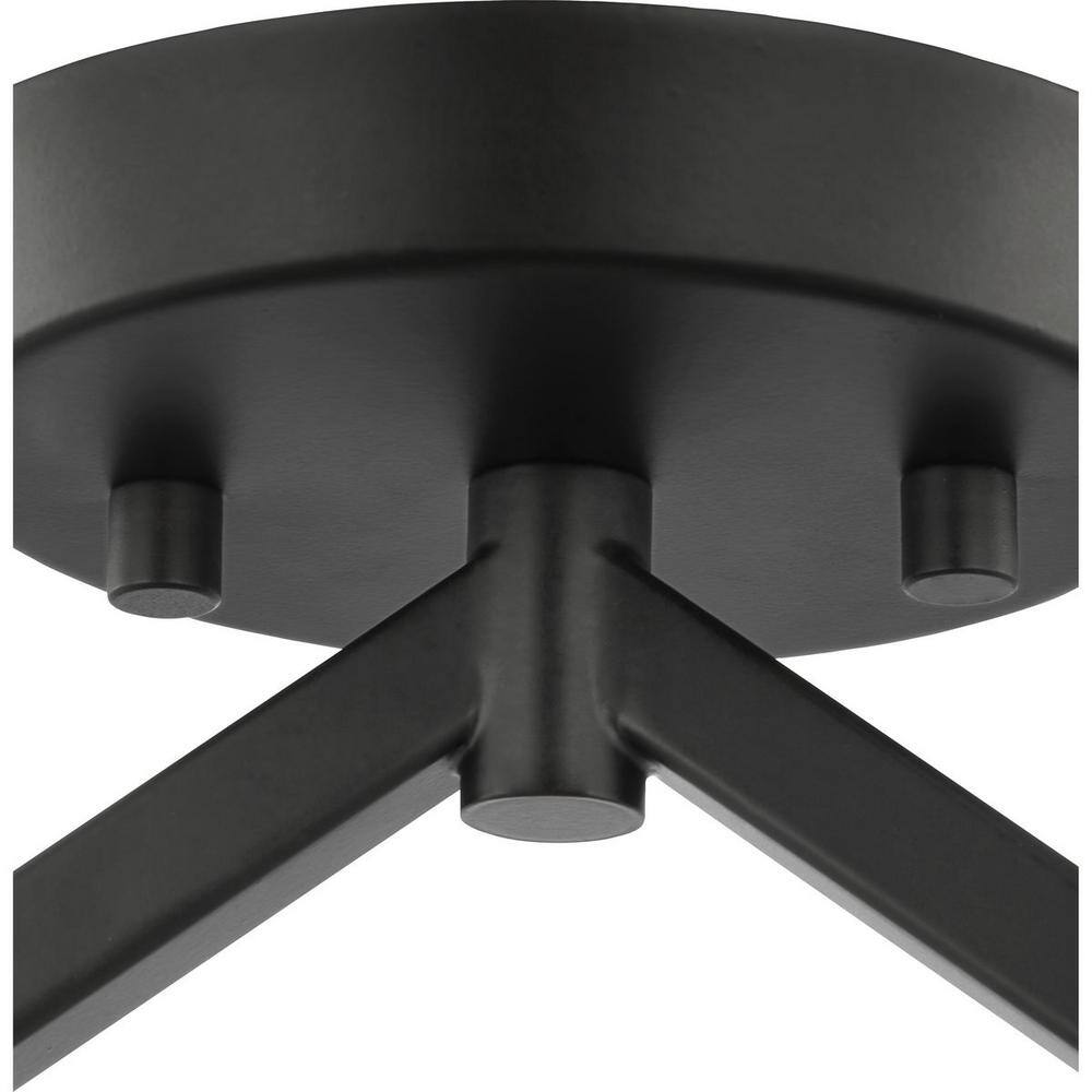 Vertex Matte Black and Clear Glass Semi-Flush Mount Light