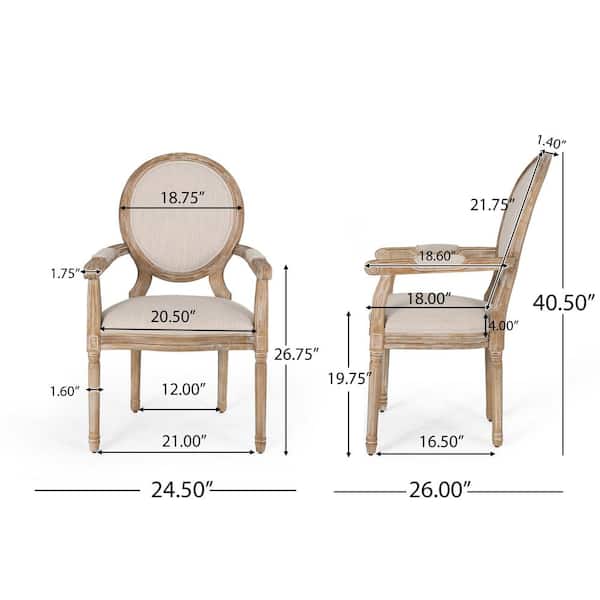 Noble House Huller Beige and Natural Wood and Fabric Arm Chair (Set of 2)  105455 - The Home Depot