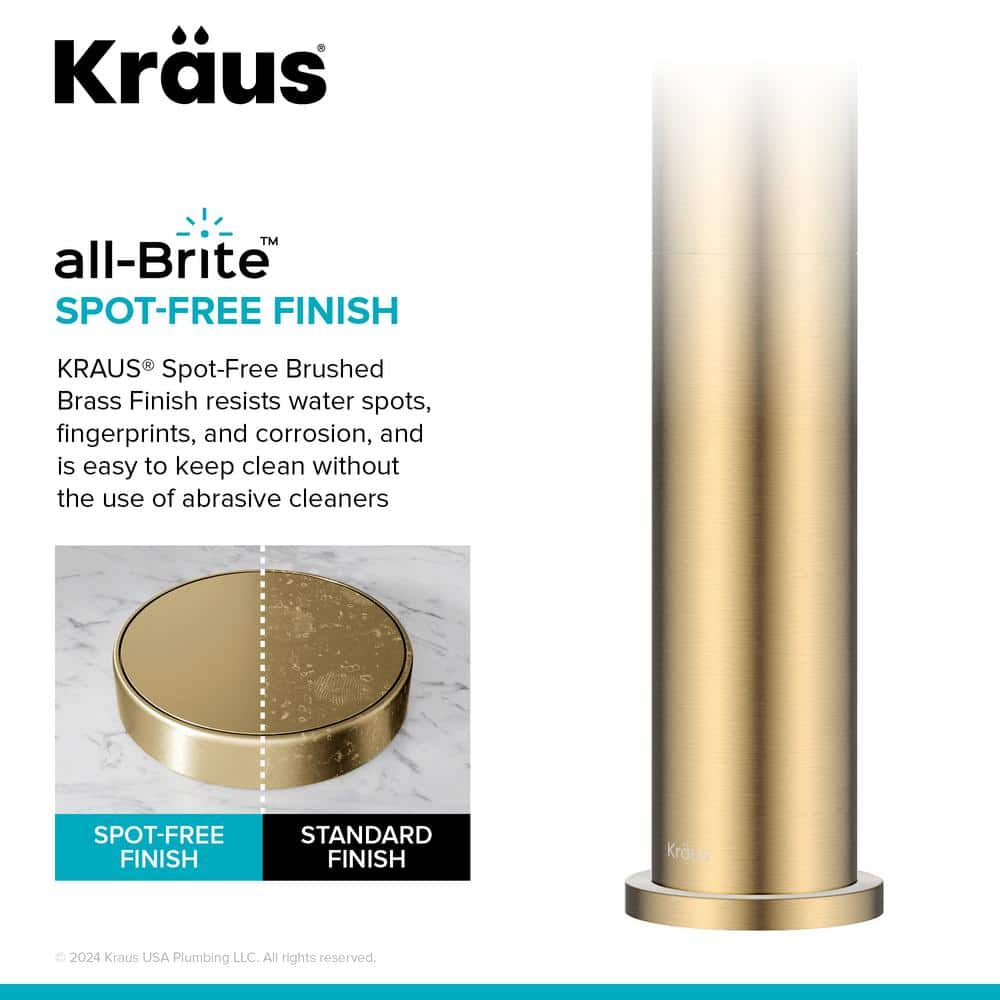 Indy Spot-Free Brushed Brass Single Handle Vessel Sink Faucet
