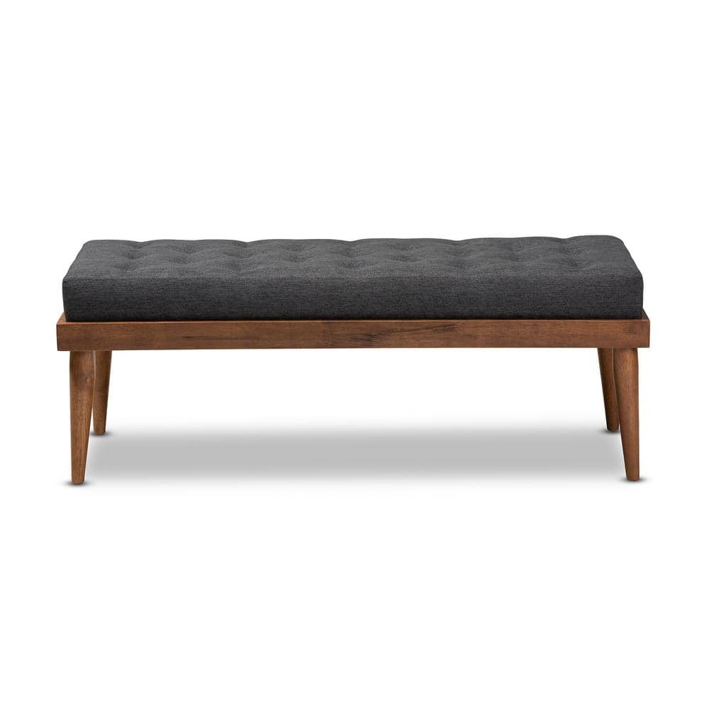 Baxton Studio Linus Charcoal and Walnut Bench 156 9302 HD