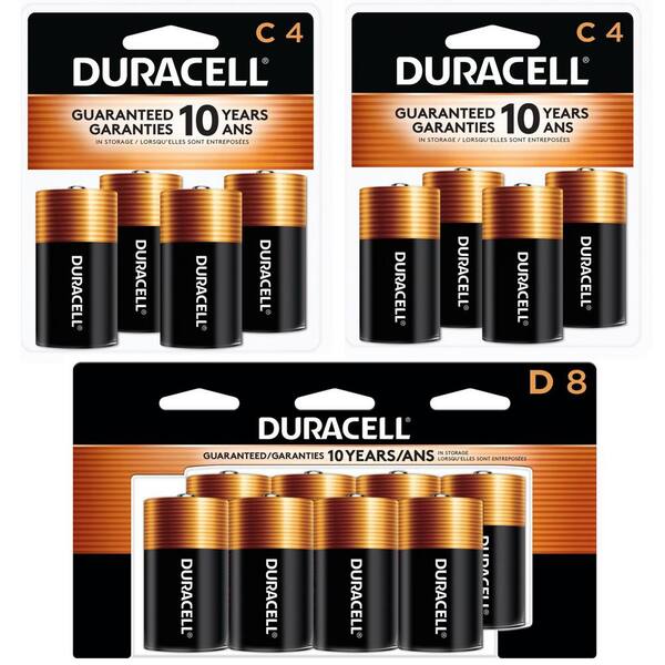 Duracell Coppertop Alkaline D Battery (Multi-Pack 2) (4-Count Pack)  004133305125 - The Home Depot