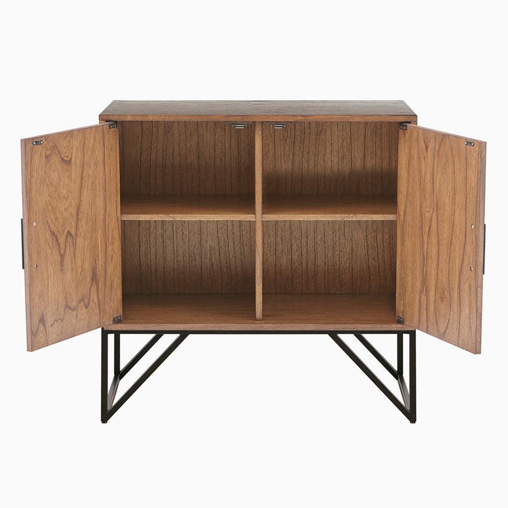 Krista 36" Brown Wood and Metal Accent Cabinet