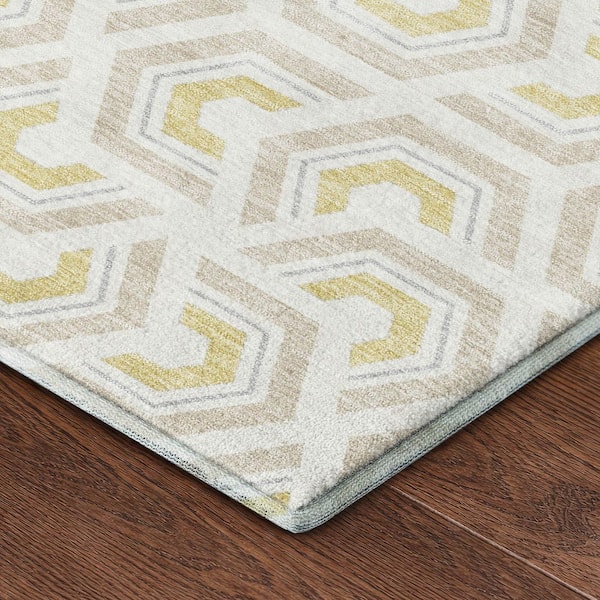 Mayfield Premium Machine Washable Abstract AMF2554 Ivory 10 ft. x 14 ft. Area Rug