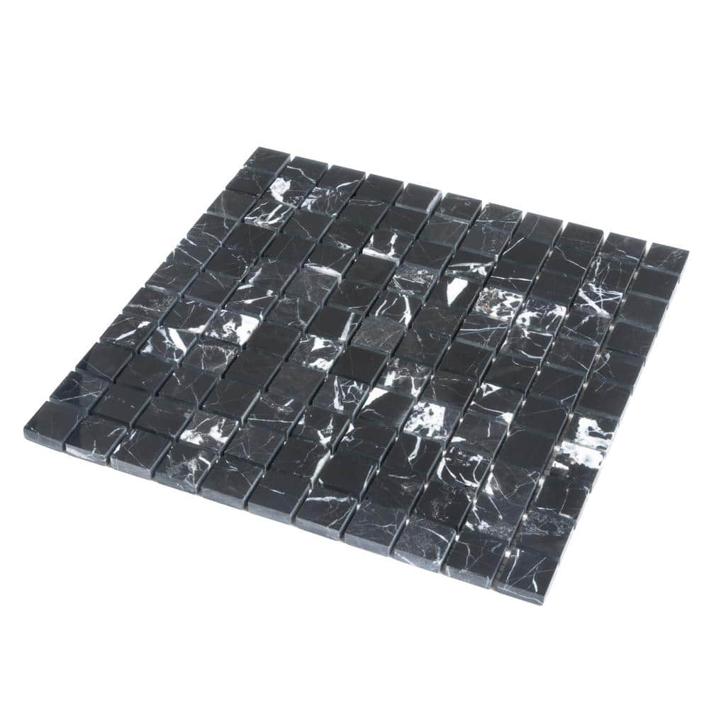 Nero Marquina Black Marble Square Mosaic Tile 16" x 16"