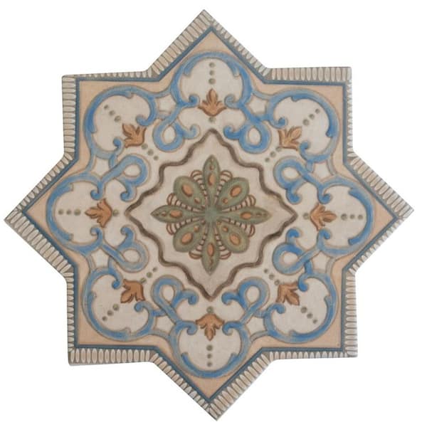 Apollo Tile Terralis 7 in. x 7 in. Matte Terracotta Soft Gray-Blue Porcelain Star Wall and Floor Tile (6.46 sq. ft./case) - 16 Pack
