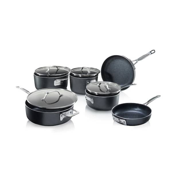Reviews for GRANITESTONE StackMaster 10-Piece Aluminum Non-Stick Diamond  Infused Cookware Set with Glass Lids