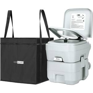 5.3 Gal. Outdoor Portable Toilet with Travel Bag, Anti-Leak Seal Ring and Cleaning Brush