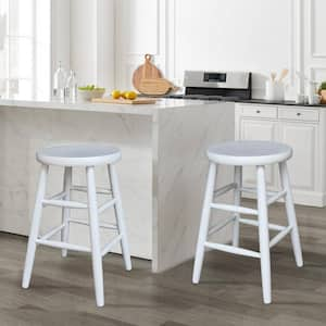 24 in. Solid Wood Chalk Round Top Counter Height Stool