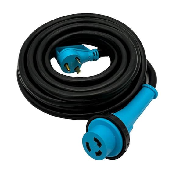 Connecticut Electric 30 ft. 10/3 STW 30 Amp TT-30P/L5-30R RV Power Extension Cord with Curved Twist Lock Handle