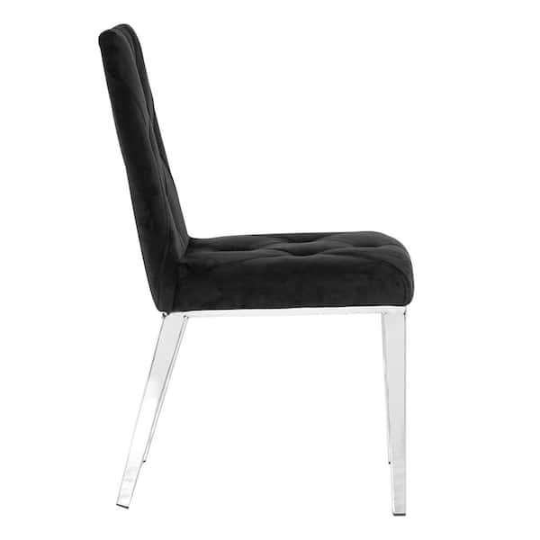 GOJANE Black Upholstered French Dining Chair with Rubber Legs PU