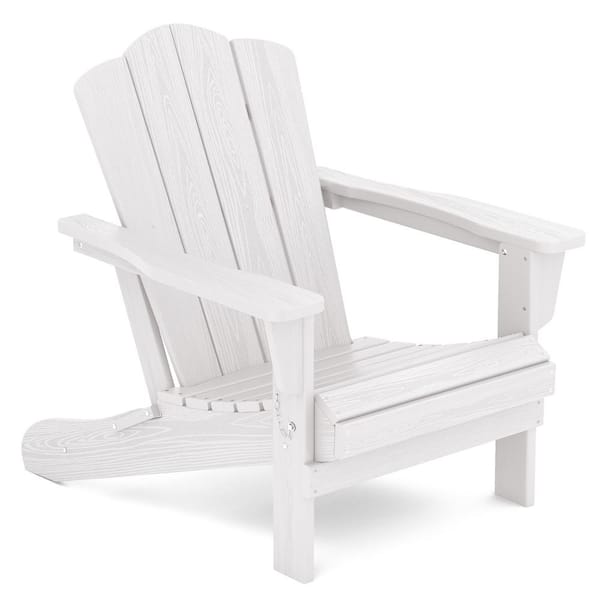 JEAREY Classic White Folding Plastic Adirondack Chair