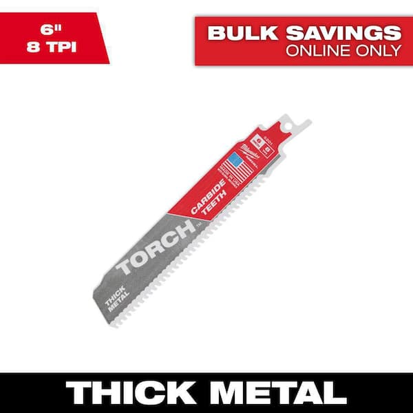 Milwaukee 6 in. 8 TPI Torch Carbide Teeth Metal Cutting SAWZALL Reciprocating Saw Blade (1-Pack)
